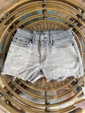 Levi's Gray Frayed Hem Denim Cutoff Shorts